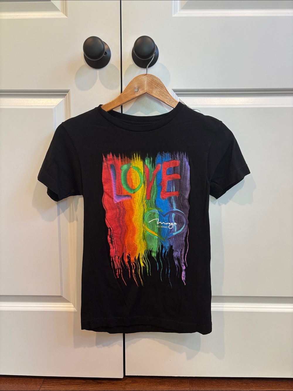 Black 'LOVE' Rainbow Graphic Tee - Women's Short Sleeve